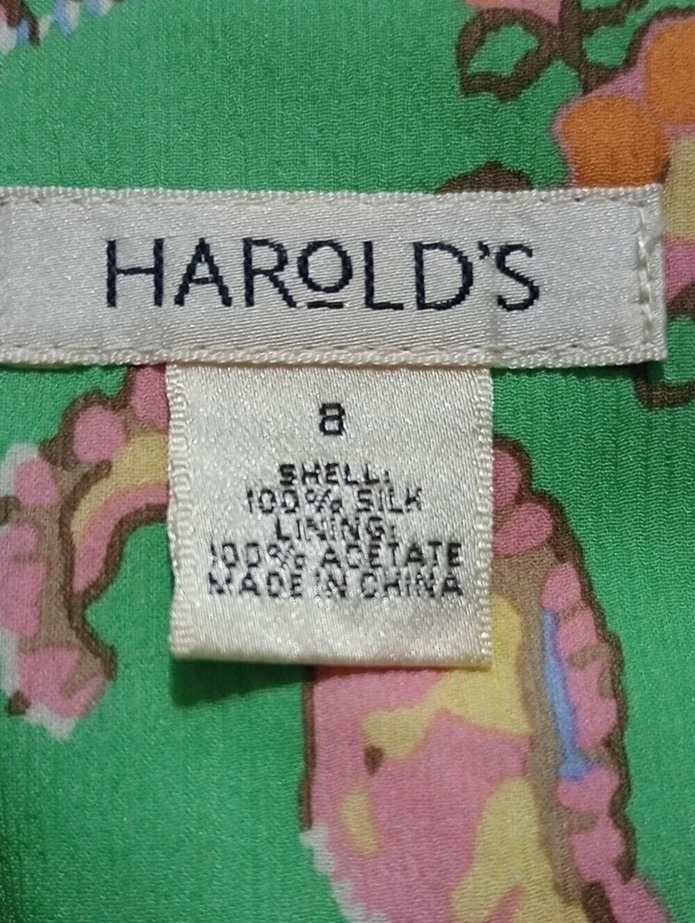 Harold's Green & Pink Paisley Floral Skirt with Pink Border Flowy Feminine